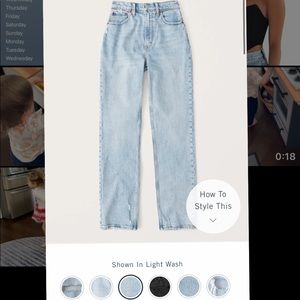 Abercrombie 90’s ultra high rise straight jeans curve love white wash